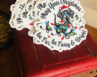 Christmas Dog Package or Envelope Sticker/Christmas Die Cut Sticker/Christmas Dachshund Sticker/Envelope Sticker/Package Sticker