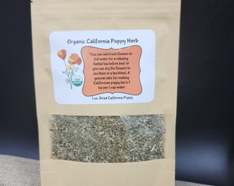 California Poppy, 1 oz Dried Organic California Poppy Herb