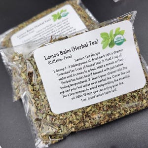 1 oz Dried Organic Lemon Balm Tea