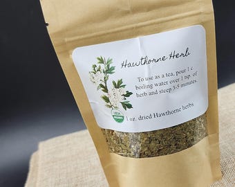 Hawthorne Leaves, 1 oz Dried Organic Hawthorne Leaf Herb