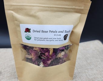 Rose Buds and Petals: Herbal Tea Ingredient (0.5 oz), Dried Rose