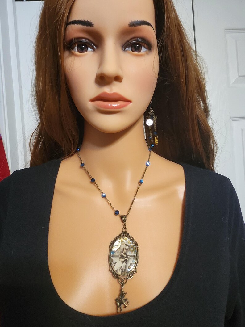 The Clockwork Masquerade — Steampunk Unicorn Necklace & Matching Earrings Set image 15