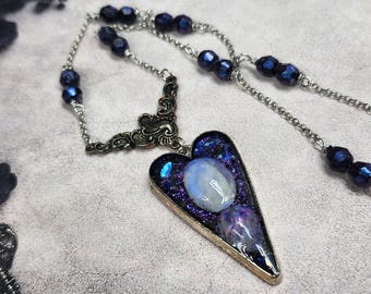Witch's Heart Moonstone Pendant Necklace – Handmade Mystic Jewelry