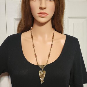 Gilded Timekeeper’s Heart - Steampunk Necklace with Dragonfly & Vintage Cuckoo Clock Chain image 12