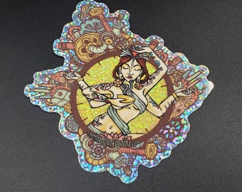 Steampunk Durga Sticker: Glossy UV Protected, Waterproof