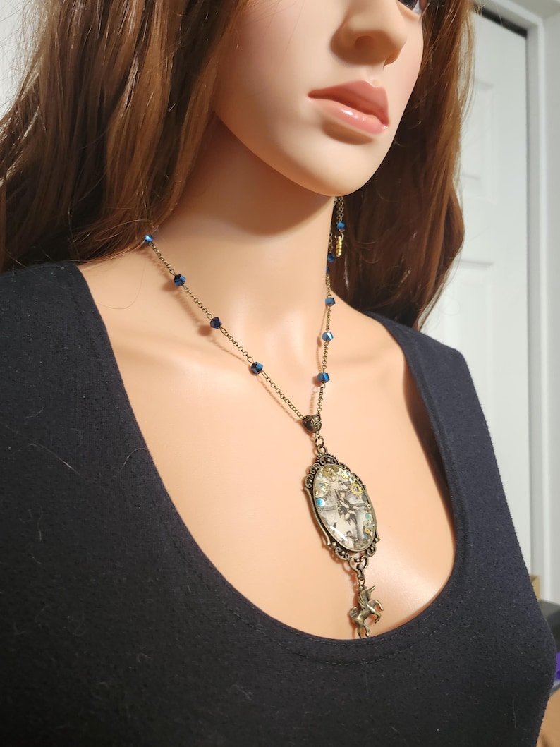 The Clockwork Masquerade — Steampunk Unicorn Necklace & Matching Earrings Set image 6