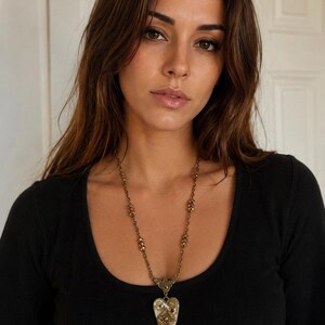 Gilded Timekeeper’s Heart - Steampunk Necklace with Dragonfly & Vintage Cuckoo Clock Chain image 3