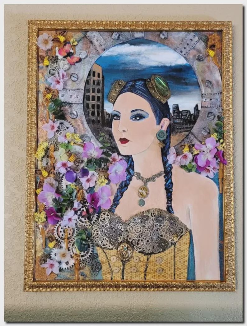Original Mixed Media Painting POLLINATION STATION #14 by Becky Stracener Epp image 7