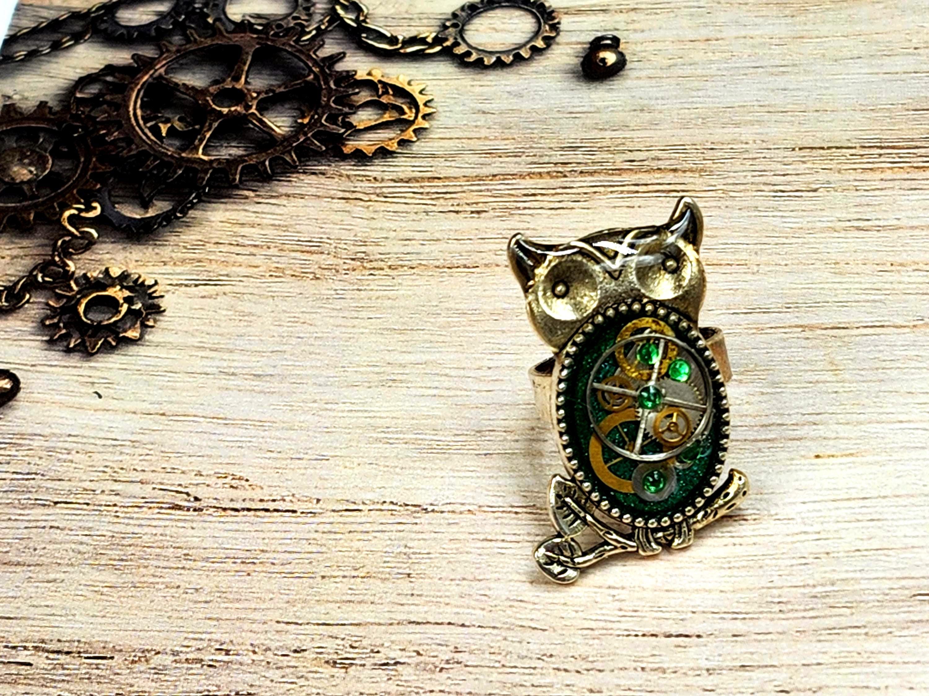Steampunk Owl Ring | Vintage Style Gothic Jewelry, Adjustable Band