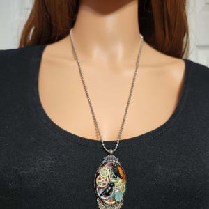 Collier corbeau steampunk - Bijoux gothiques de corbeau avec engrenages mécaniques image 5