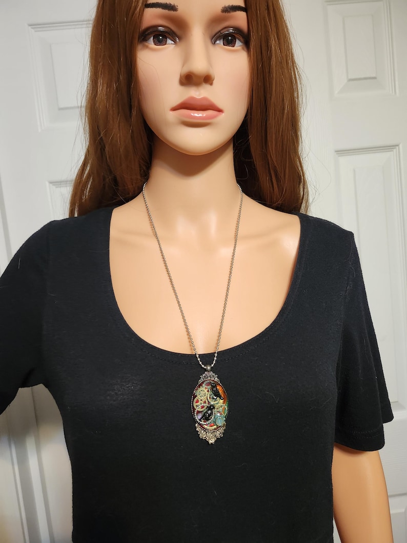 Collier corbeau steampunk - Bijoux gothiques de corbeau avec engrenages mécaniques image 11