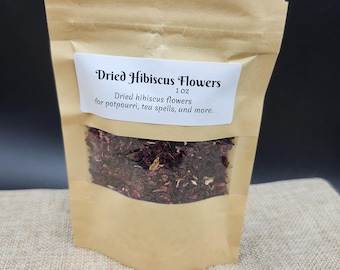 Hibiscus Flowers: Herbal Tea Ingredient (1 oz) Dried Flowers
