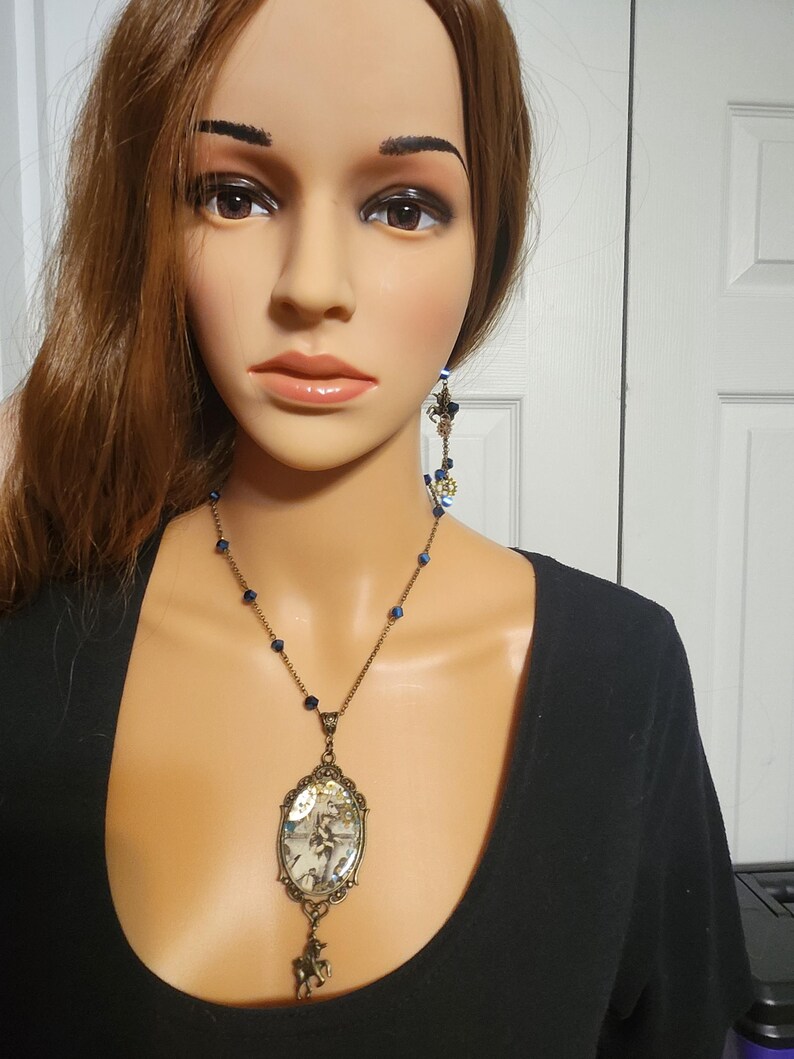 The Clockwork Masquerade — Steampunk Unicorn Necklace & Matching Earrings Set image 16