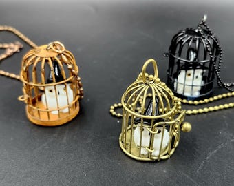 Collar de búho brujo - Talismán familiar de jaula de pájaro gótica