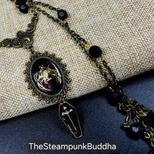 Vampire Bat Coffin Necklace – Gothic Horror Jewelry by The Steampunk Buddha®