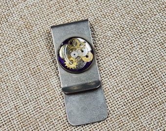 Steampunk Money Clip with Vintage Watch Parts