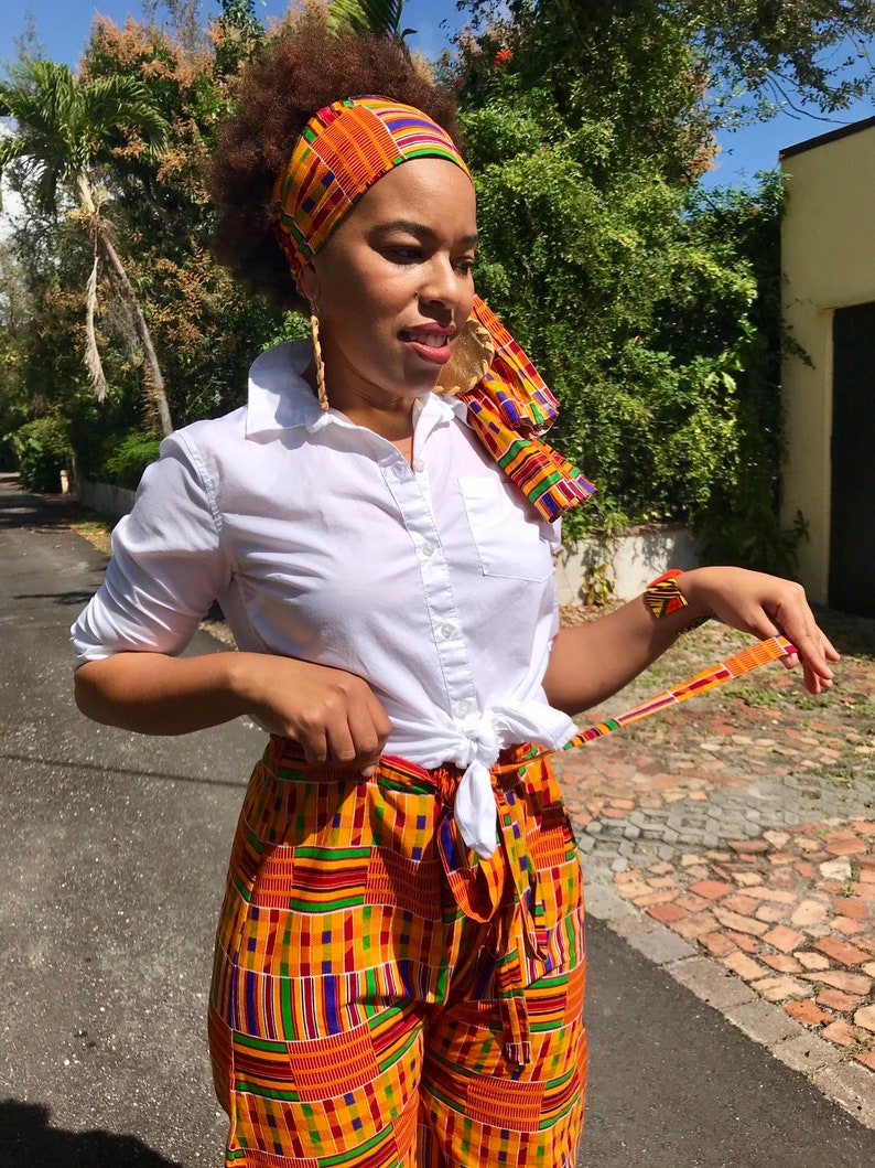 Loose Fit FREE SHIPPING KENTHE African Print Wide leg pants with draw string waist
