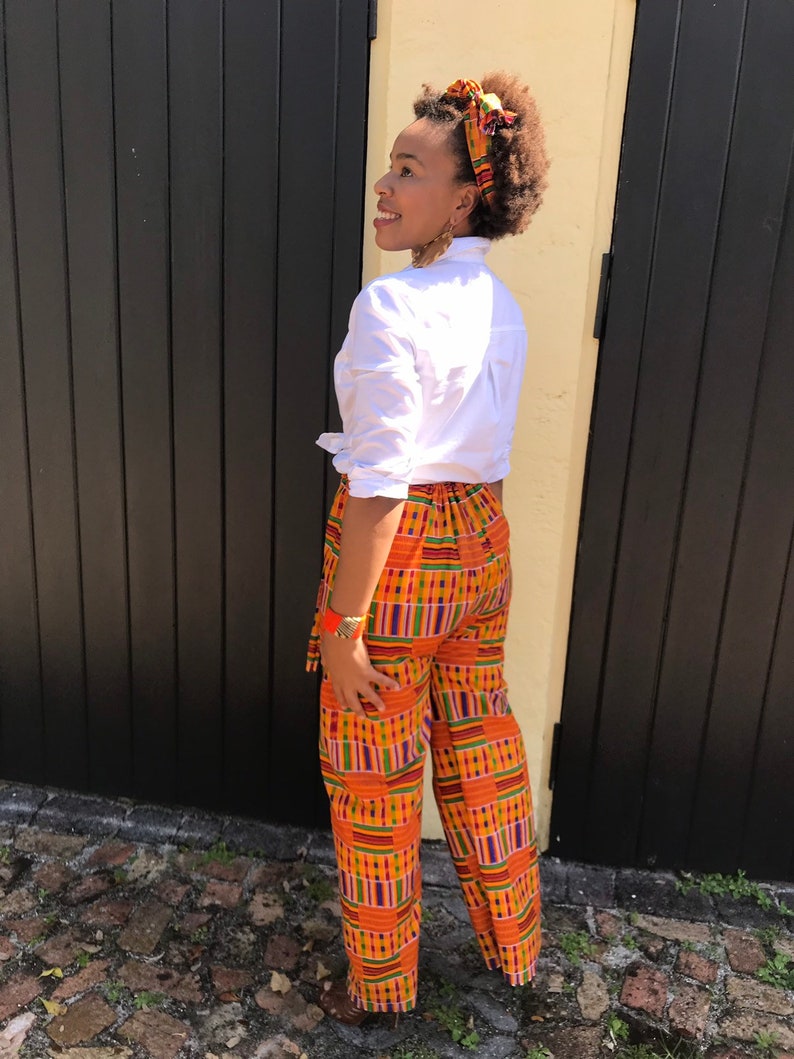 Loose Fit FREE SHIPPING KENTHE African Print Wide leg pants with draw string waist