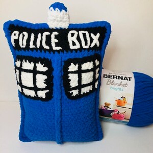 PDF PATTERN ONLY Police Box Pillow Plushie- Downloadable Pdf Crochet Police Box Pattern- Digital Crochet Pattern- DrWho Crochet Pattern