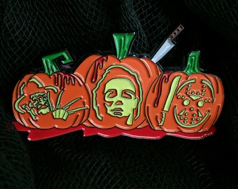 Halloween Slasher Pumpkins Enamel Pin