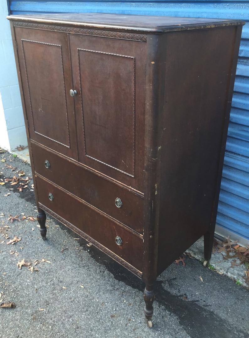 Vintage Tall Bureau Chest of Drawers Armoire