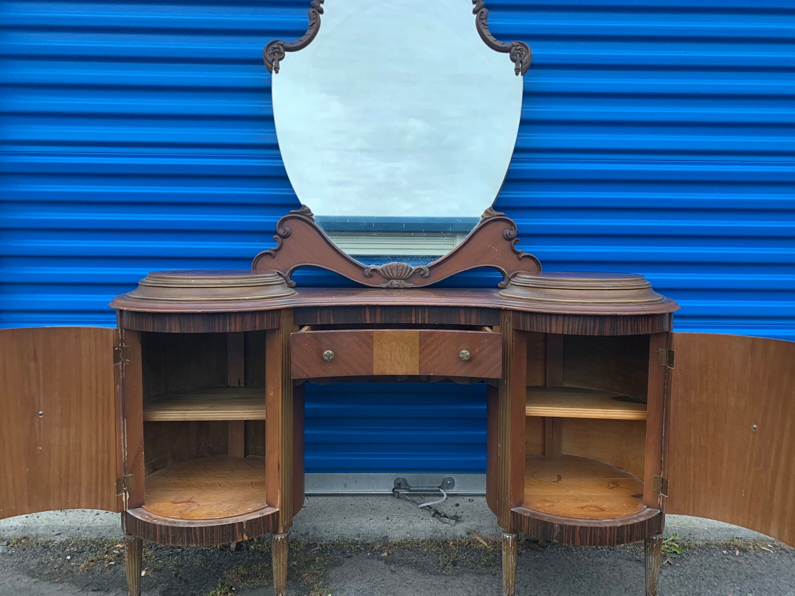 Vintage kidney shaped vanity and mirror Etsy