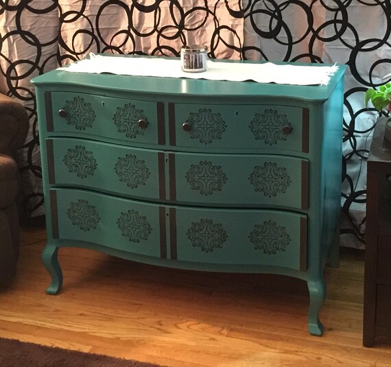 Not For Sale Vintage Teal Black 4 Drawer Dresser Etsy