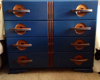 SOLD!! Vintage 4 Drawer Dresser-Deep Blue