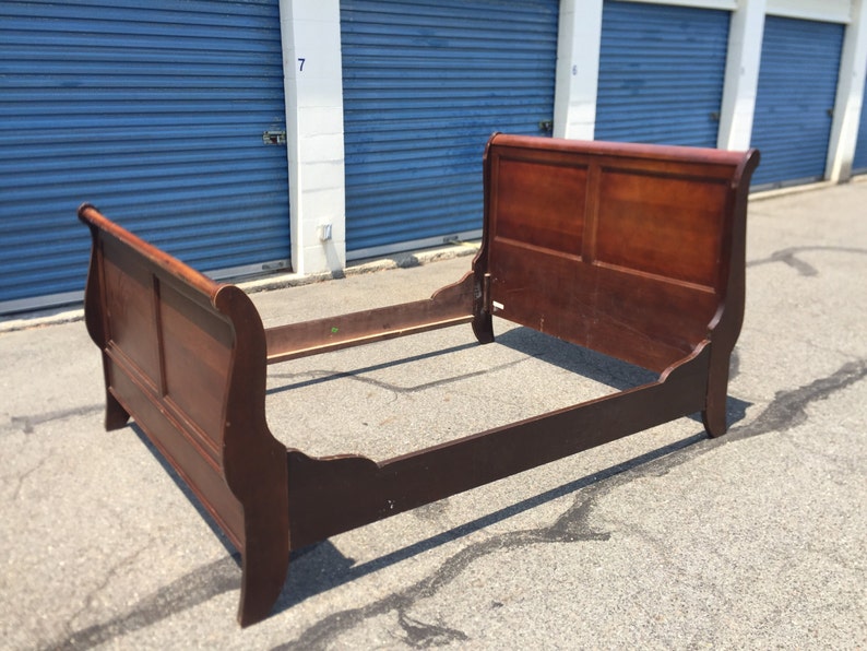 Full Size Solid Wood Sleigh Bed Etsy