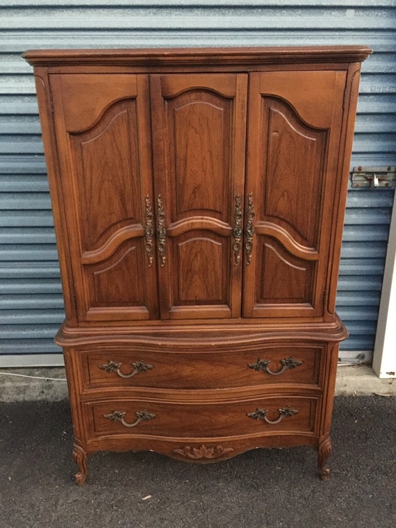 Vintage Complete Dixie French Provincial Bedroom Set Dresser Mirror 2 Nightstands Chest Armoire