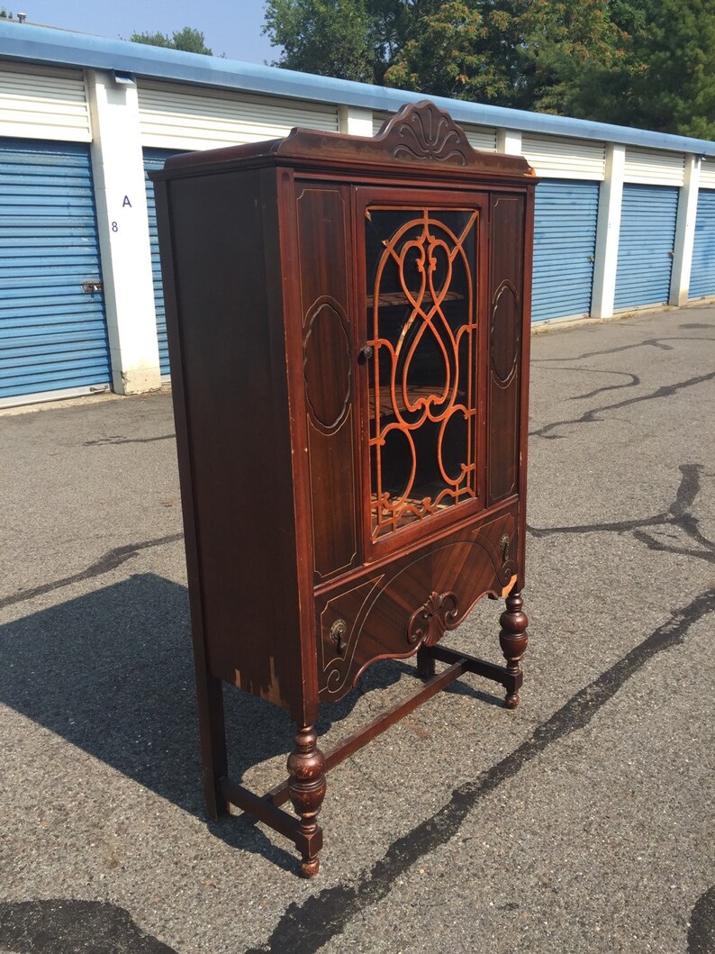 Vintage Jacobean China Hutch Buffets & China Dining Room Furniture