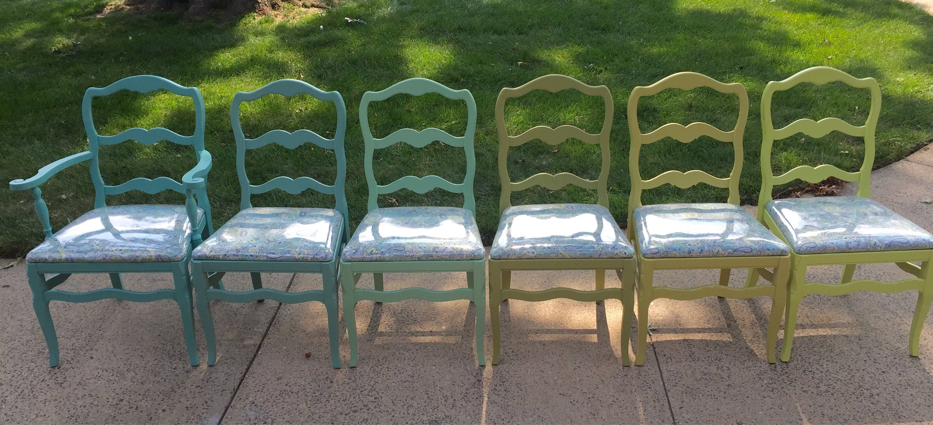 Sold Set Of 6 Ombre Dining Chairs 1