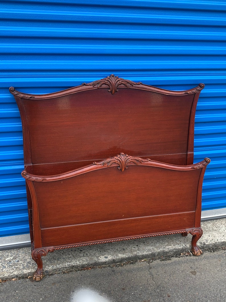 Vintage Mahogany Claw Foot Twin Bed-headboard footboard ...