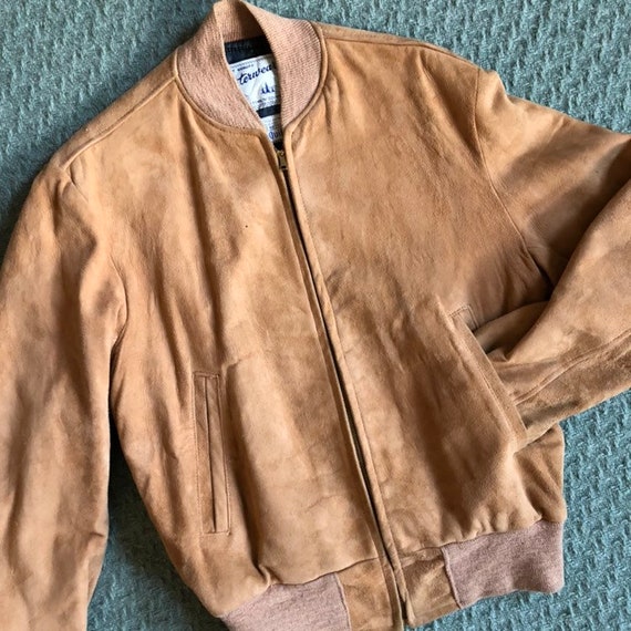 Vintage 40s Jacket / Mens Suede Leather Bomber Fli