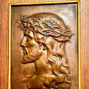 Vintage or Antique Bronze Plaque of Jesus Christ