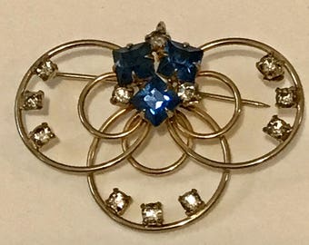 SALE: Vintage Blue and Clear Rhinestone