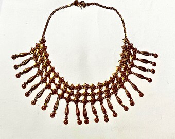 Indian or Egyptian Revival Golden Splayed Necklace
