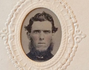 Antique Tintype of a Young Man with Beard