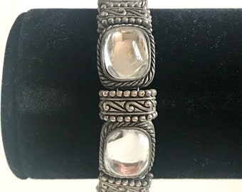 Glass and Ornate Silver Bracelet