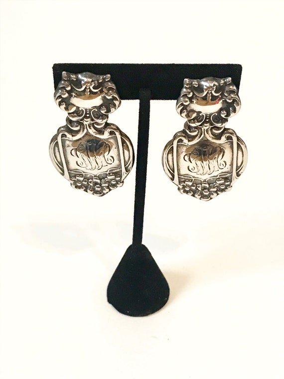 Monogrammed Sterling Victorian Revival  Earrings - image 4