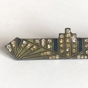 Pierre Bex Style Rhinestone and Enamel Deco Pin image 2