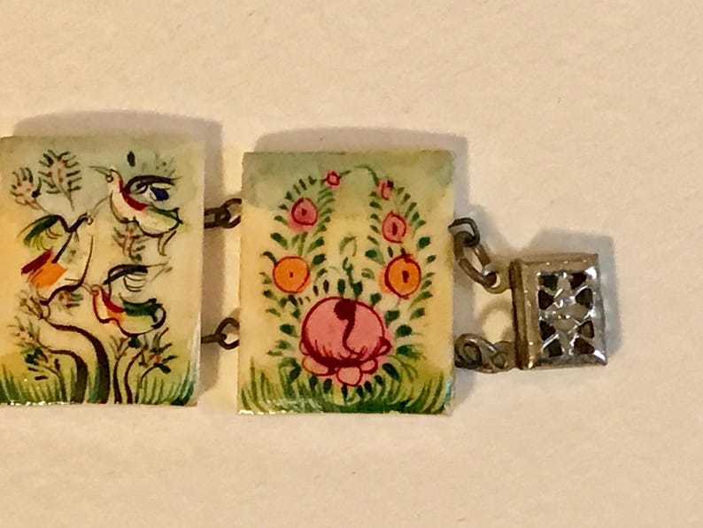 Hand Painted Antique Bone Tile Bracelet