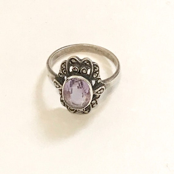 Victorian Revival Sterling & Amethyst Ring