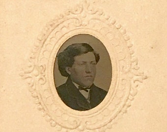 Antique Tintype of Young Man with a Thoughtful Expression