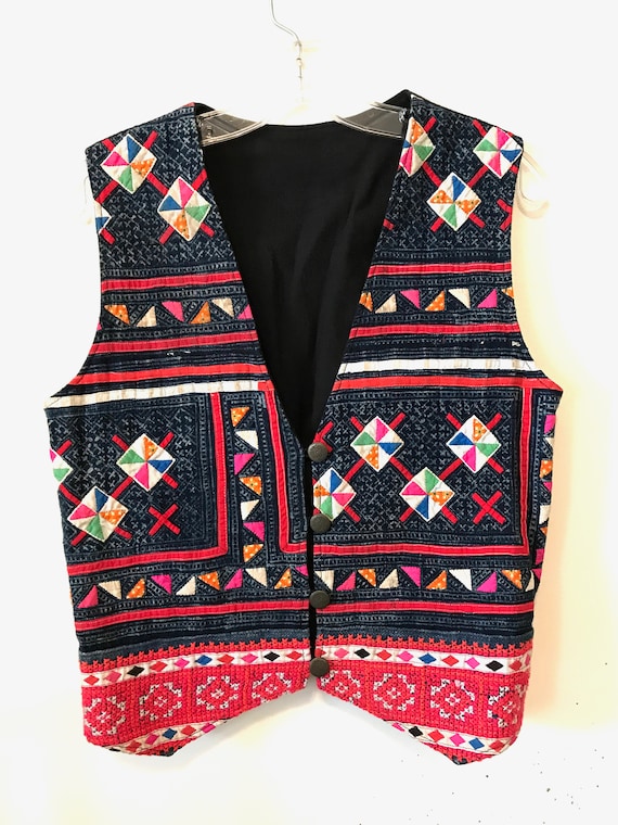 Vintage Ethnic Hand Appliqued Vest - Etsy