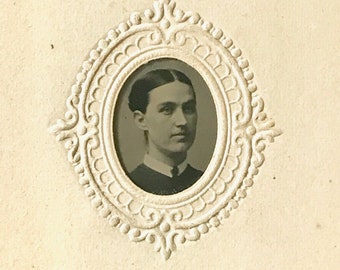 Antique Tintype of Woman with White Collar