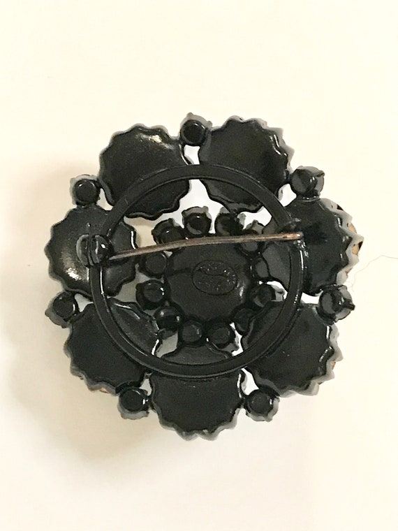 Stunning French Jet Wreath Brooch - image 2