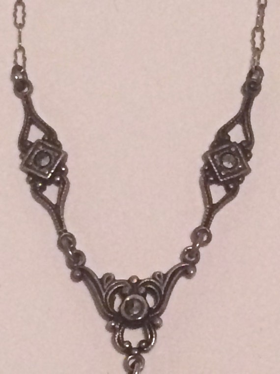 Victorian Style Sterling Silver and Marcasite Cam… - image 6