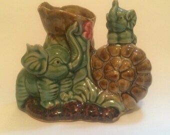 Sale! Elephant & Cornucopia Ceramic Vase