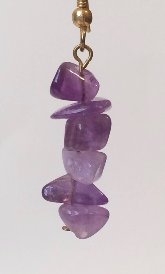 Stacked Dangling Amethyst Earrings - image 2